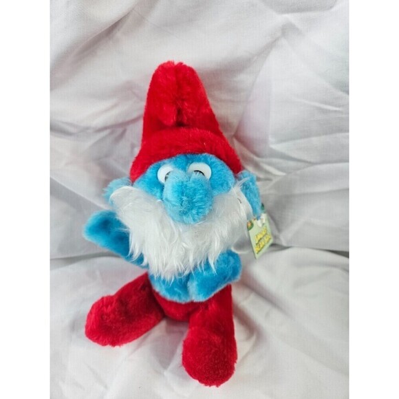 Vintage Smurfs 1979 Papa Smurf Bean Bag PEYO Schleich Wallace Berrie Plush Toy - Picture 1 of 2